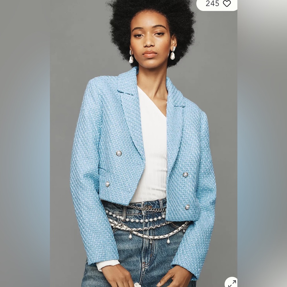 Maeve Tweed Cropped Blazer | Anthropologie | large